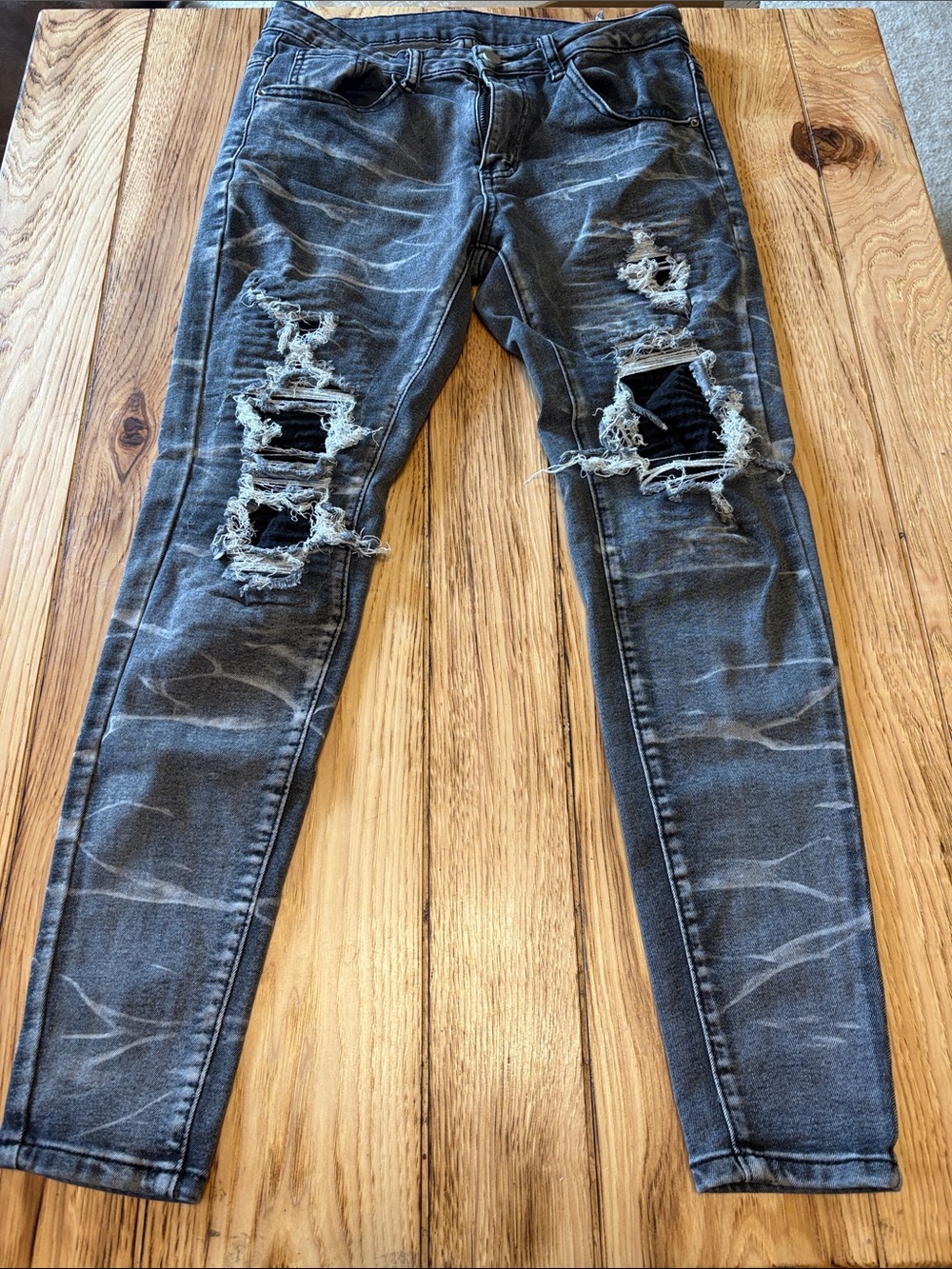 Manfinity Men's Skinny Distressed Black Washed Jeans
